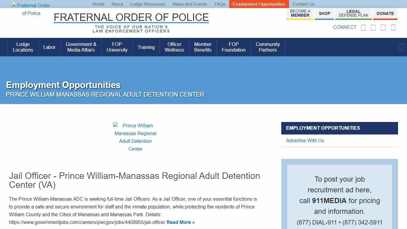 Prince William Manassas Regional Adult Detention Center Archives - Fraternal Order of Police